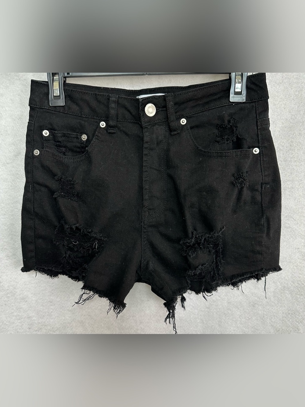 Rue21 Black Distressed Denim Shorts
